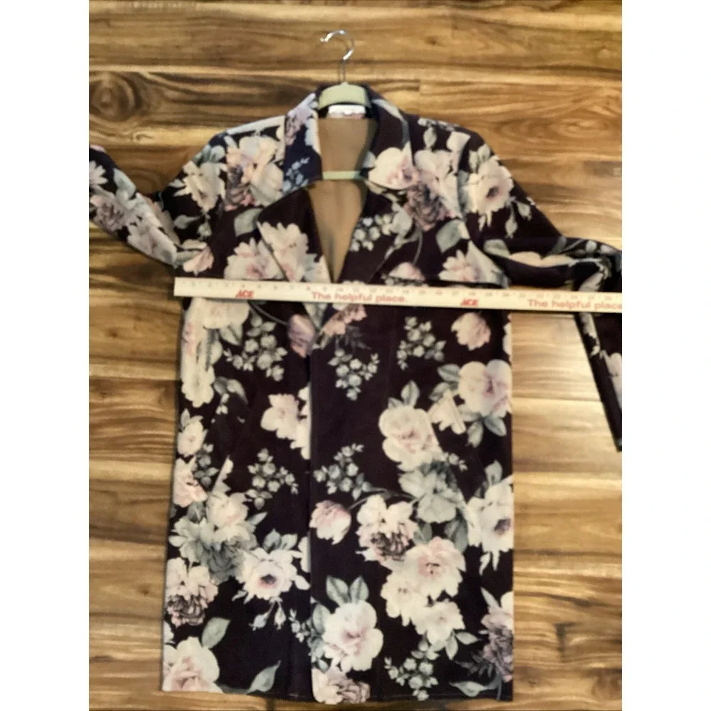 Anthropologie Solitaire Open Blazer Jacket Cozy Brown Floral Size Large - Picture 5 of 6